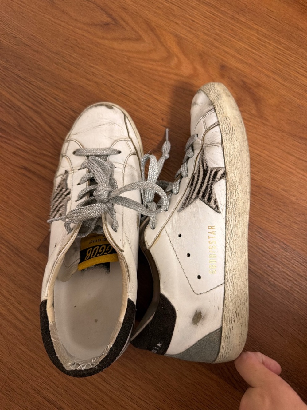 White Zebra Golden Goose Superstar Sneakers